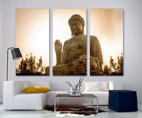 Giant Buddha Meditation Religion Wall Art Canvas Print Decor