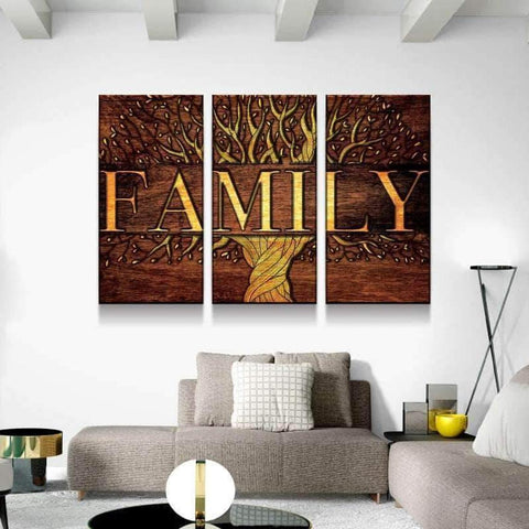 Golden Family Tree Wall Art Canvas Decor Printing