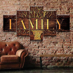 Golden Family Tree Wall Art Canvas Decor Printing