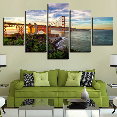 Golden Gate Bridge Sunset Wall Art Canvas Decor Printing