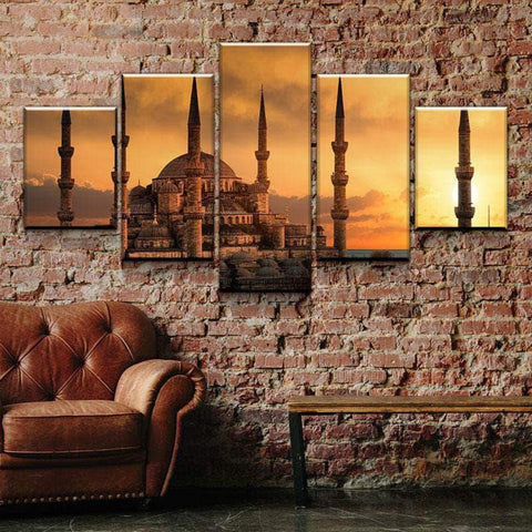 Golden Mosque Peaceful Wall Art Canvas Decor Printing