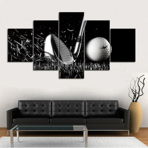 Golf Swinging Iron Shot Black and White Wall Art Canvas Decor Printing