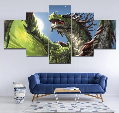 Green Fantasy Dragon Wall Art Canvas Decor Printing