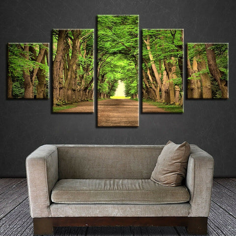 Green Forest Trees Pathway Landscape Wall Art Canvas Decor Printing