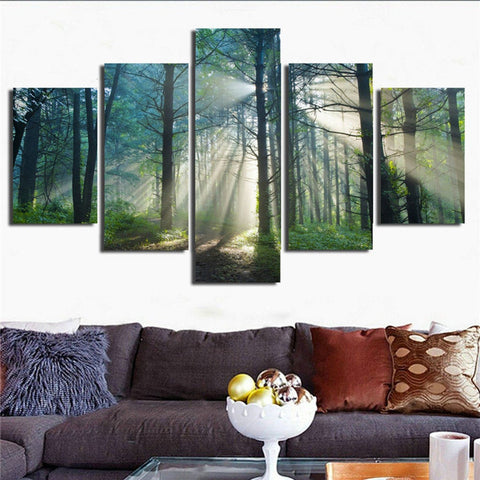 Green Forest in Sunshine Wall Art Canvas Decor Printing