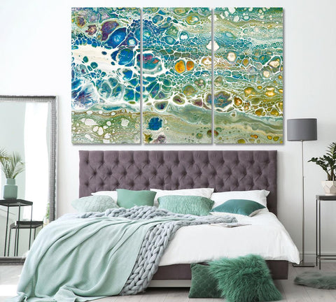 Green Marble Abstract Art Wall Art Canvas Print Decor-3Panels