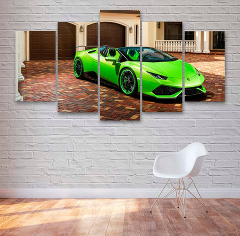 Green Super Sports Car Wall Art Canvas Decor Printing