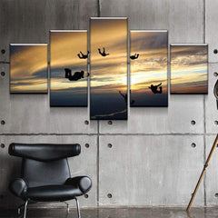 Group Skydiver Freedom in the Sky Wall Art Canvas Decor Printing