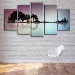 Guitar Island Reflection Wall Art Canvas Decor Printing