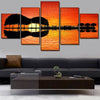 Image of Guitar Island Tree Lake Sunset Reflection Wall Art Canvas Decor Printing
