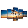 Image of Airplane Sunset on the City Wall Art Canvas Print Decor - DelightedStore