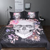 Image of BeddingOutlet Sugar Skull and Floral Duvet Cover Set 3pcs Gothic Bedclothes Flowers Printed Bedding Set Pink And Black Bed Cover