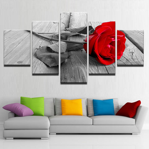 Black-White Red Rose Wall Art Canvas Print Decor - DelightedStore