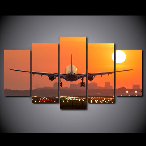 Airplane Sunset Wall Art Canvas Print Decor - DelightedStore