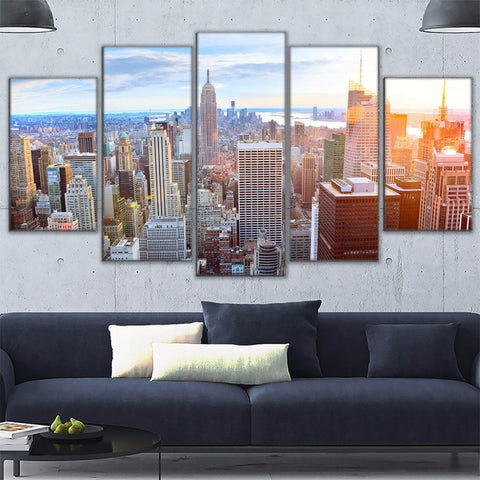 New York Building Sky View Wall Art Canvas Print - DelightedStore