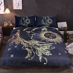 Gold Moon and Sun Duvet Cover Set - DelightedStore
