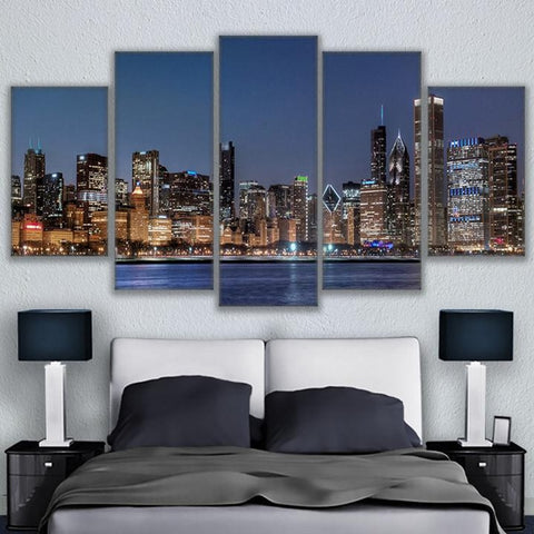 Chicago Skyline River View Wall Art Canvas Print Decor - DelightedStore