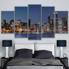 Chicago Skyline River View Wall Art Canvas Print Decor