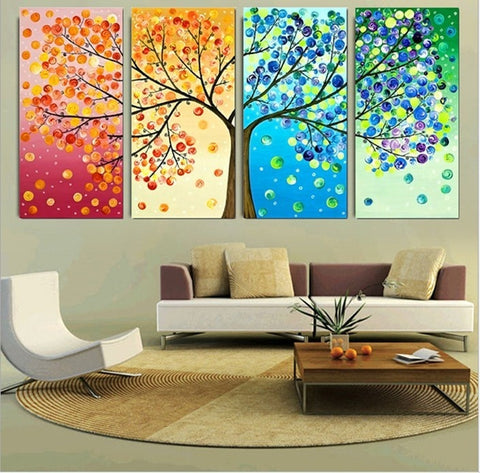 Colorful Leaf Trees Wall Art Canvas Print Decor - DelightedStore