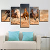 Image of Canvas Paintings Wall Art Framework 5 Pieces Galloping Horses Poster HD Prints Running Steed Pictures For Living Room Home Decor