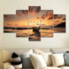 Image of Canvas Painting Home Decoration Wall Art Pictures 5 Panel Ship Boat Sunset Seascape Painting Room HD Printed Poster Frame PENGDA