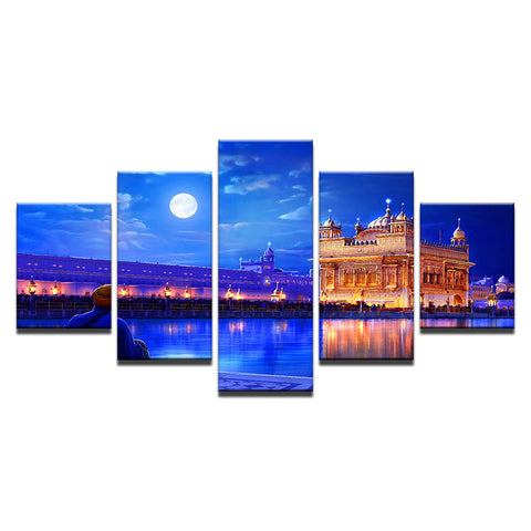 Golden Temple Moon Wall Art Canvas Print Decor - DelightedStore