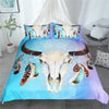 Image of Skull Feathers Tribal Duvet Cover Set