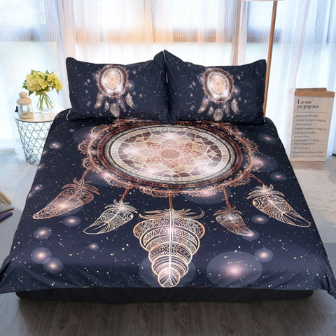 Dreamcatcher Galaxy Golden Duvet Cover Set - DelightedStore