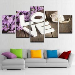 LOVE letters with flower Wall Art Canvas Print