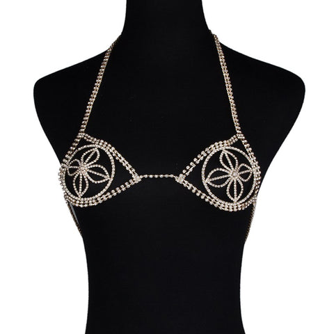 Best lady 2017 Sexy Women Love Rhinestone Bra Brassiere Body Necklace Chain Summer Hot Fashion Statement Necklace Jewelry 4468