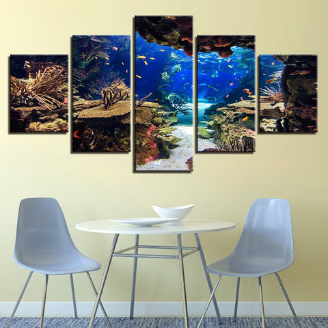 Canvas Wall Art Pictures Framework Home Decor Room 5 Pieces Underwater Sea Fish Coral Reefs Paintings HD Prints Seascape Posters