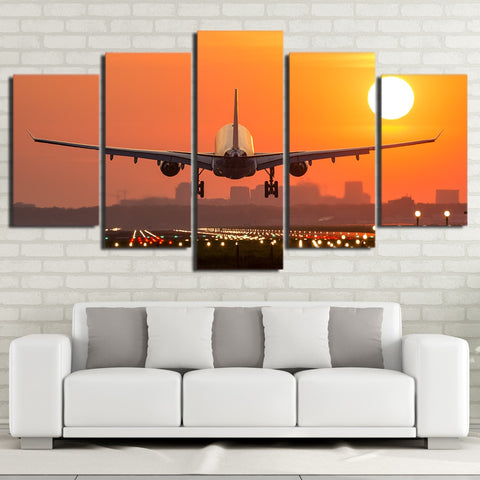 Airplane Sunset Wall Art Canvas Print Decor - DelightedStore