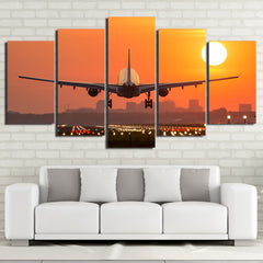 Airplane Sunset Wall Art Canvas Print Decor