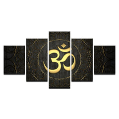 OM Yoga Golden Wall Art Canvas Print Decor