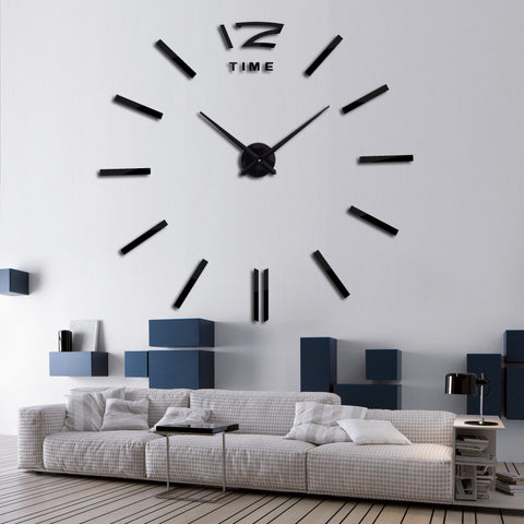 DIY 3D Decoration wall clock Quartz mirror metal - DelightedStore