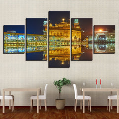 Golden Temple Beautiful Night Wall Art Canvas Print Decor - DelightedStore