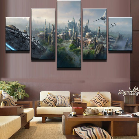 5 Panel Star Wars Scenery Millennium Falcon Painting Canvas Wall Art Picture Home Decor Living Room Canvas Print Modern Painting