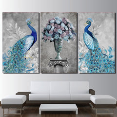 Frames Decor Canvas Art 3 Pieces Peacock Couple Painting HD Printed Flowers Modern Prints Wall Modular Picture Kids Room Poster