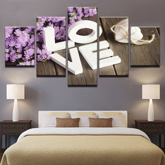 LOVE letters with flower Wall Art Canvas Print - DelightedStore