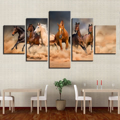 Canvas Paintings Wall Art Framework 5 Pieces Galloping Horses Poster HD Prints Running Steed Pictures For Living Room Home Decor