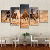 Image of Canvas Paintings Wall Art Framework 5 Pieces Galloping Horses Poster HD Prints Running Steed Pictures For Living Room Home Decor