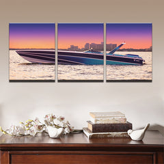 Modern Pictures Canvas Oil Poster Hd Printed Wall Art 3 Pieces Home Decor Sunset Yacht Ship Boat Seascape Painting Framed PENGDA