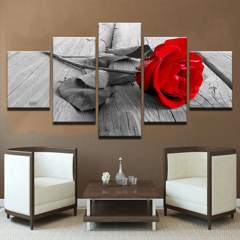 Black-White Red Rose Wall Art Canvas Print Decor - DelightedStore