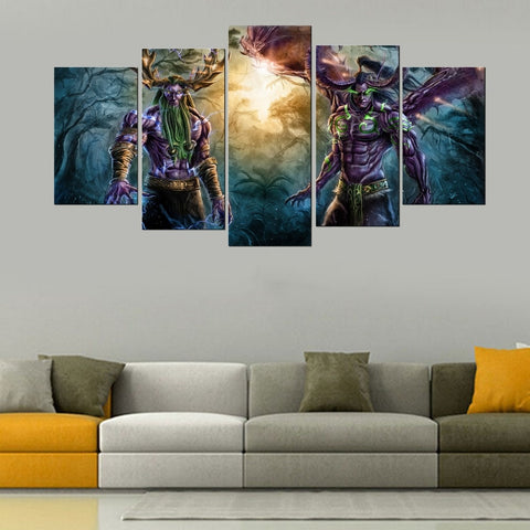 5 Panel World Of Warcraft Game Poster Wall Art Picture Home Decoration Living Room Canvas Print Wall Picture Printing On Canvas