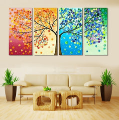 Colorful Leaf Trees Wall Art Canvas Print Decor - DelightedStore