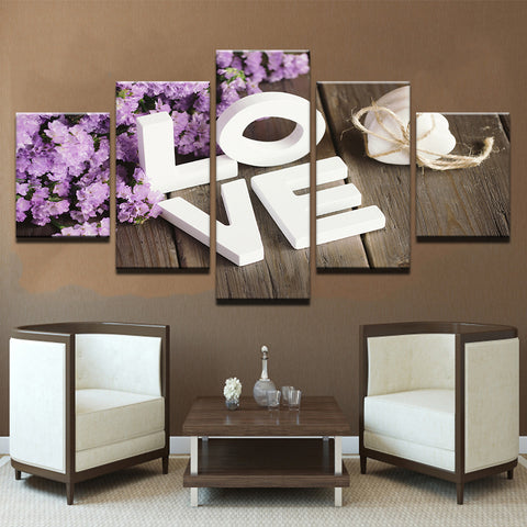 LOVE letters with flower Wall Art Canvas Print - DelightedStore
