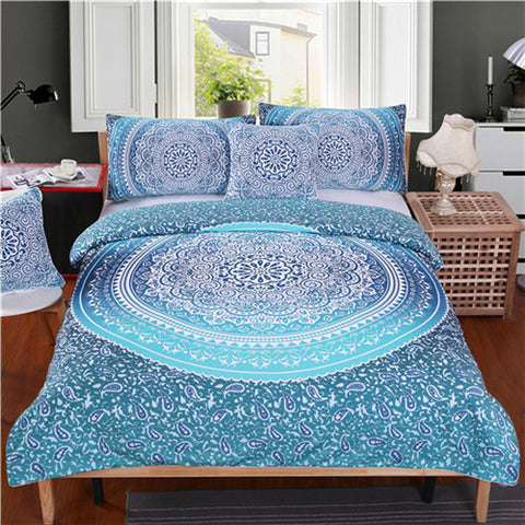 Blue Flower Crystal Arrays Bedding Set - DelightedStore