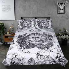 Black-White Couple Skull Duvet Cover Set - DelightedStore