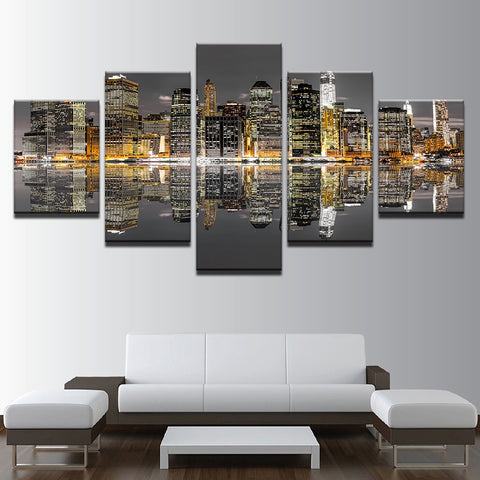 Modern City Architecture Night View Wall Art Canvas Print Decor - DelightedStore