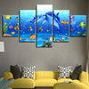 Image of Wall Art Canvas Pictures Living Room Decor Framework 5 Pieces Underwater World Paintings Prints Dolphins Coral Reef Fishs Poster